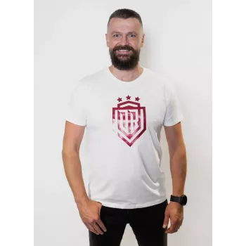 Dinamo Camiseta de hombre XL «DINAMO» con estampado metálico rojo Blanco