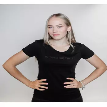 DINAMO Camiseta de mujer con estampado metálico negro XS Negro