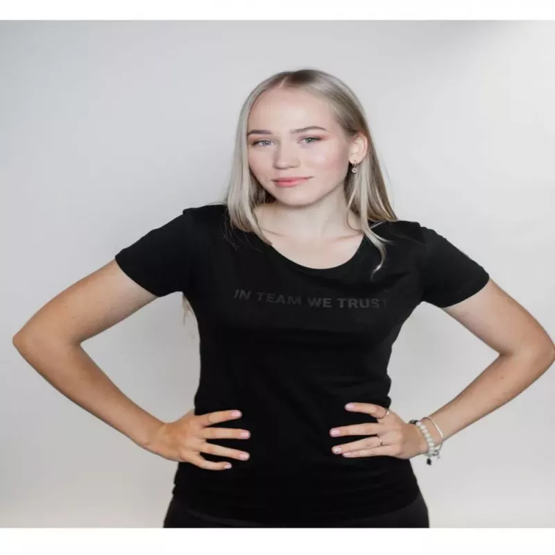 DINAMO Camiseta de mujer con estampado metálico negro XS Negro