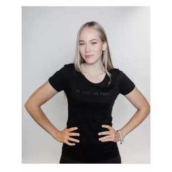 DINAMO Camiseta de mujer con estampado metálico negro XS Negro