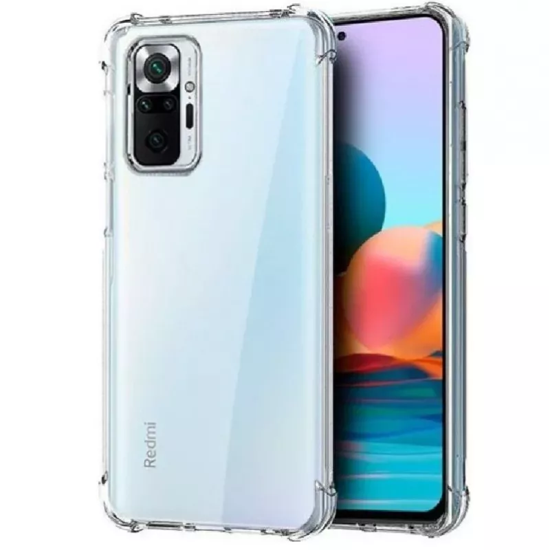 Evelatus Funda de silicona antichoque militar TPU para Xiaomi Redmi Note 10 Pro Transparente
