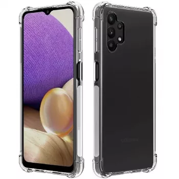 Evelatus Funda antichoque militar de silicona TPU para Samsung Galaxy A32 transparente