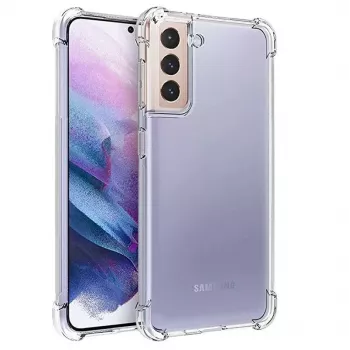 Evelatus Funda antichoque militar de silicona TPU para Samsung Galaxy S21 Plus transparente