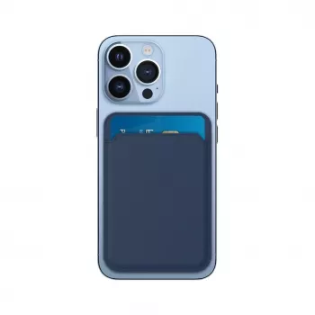 Evelatus Universal iPhone cartera de piel genuina MagSafe azul