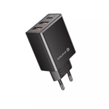 Evelatus Cargador de viaje pared EU 3 puertos 32W USB-C / USB-A2 ETC06 negro
