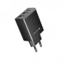 Evelatus Cargador de viaje pared EU 3 puertos 32W USB-C / USB-A2 ETC06 negro