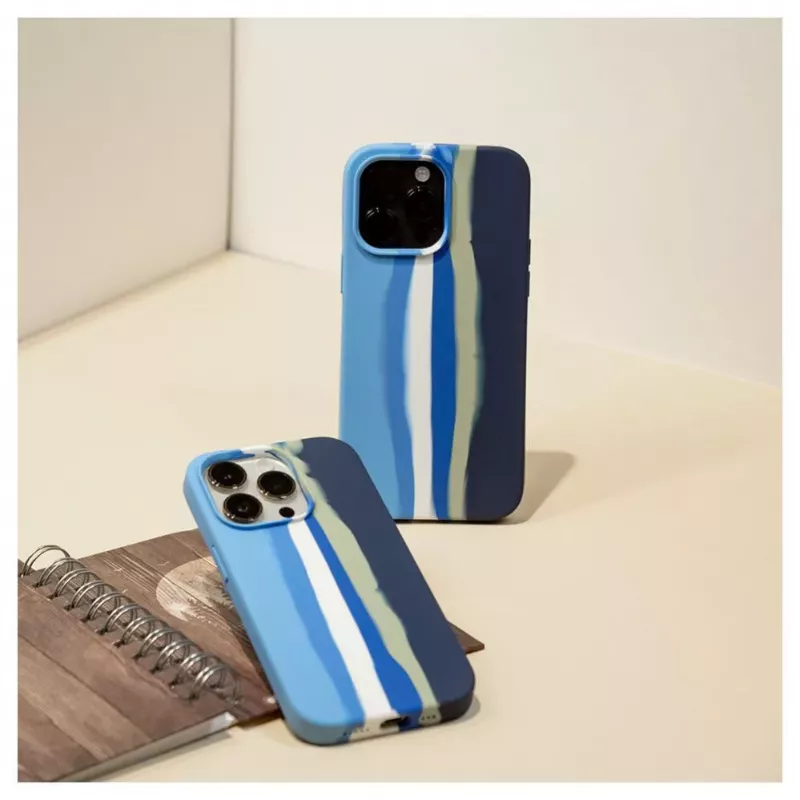 Evelatus Funda de silicona para Apple iPhone 14 Pro Max multicolor azul