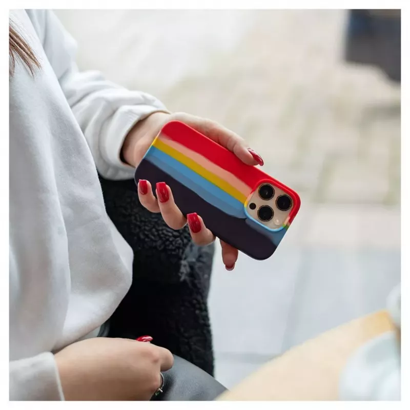 Evelatus Funda de silicona para Apple iPhone 14 Pro Max multicolor arcoíris