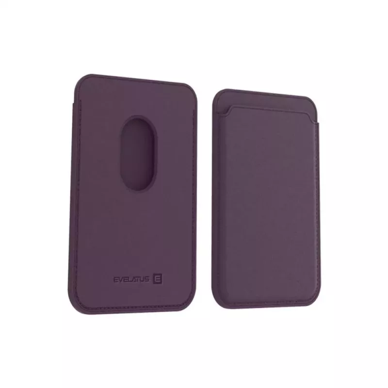 Evelatus Monedero Universal para iPhone de Cuero Genuino con MagSafe Morado Intenso