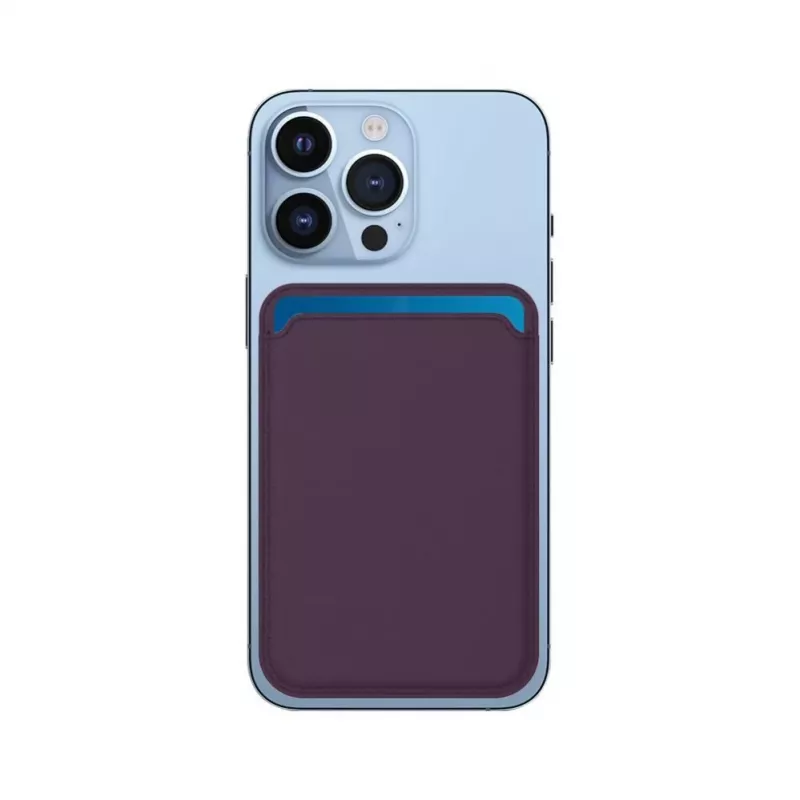 Evelatus Monedero Universal para iPhone de Cuero Genuino con MagSafe Morado Intenso