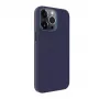 Evelatus Funda de Cuero Genuino para Apple iPhone 13 Pro con MagSafe Azul