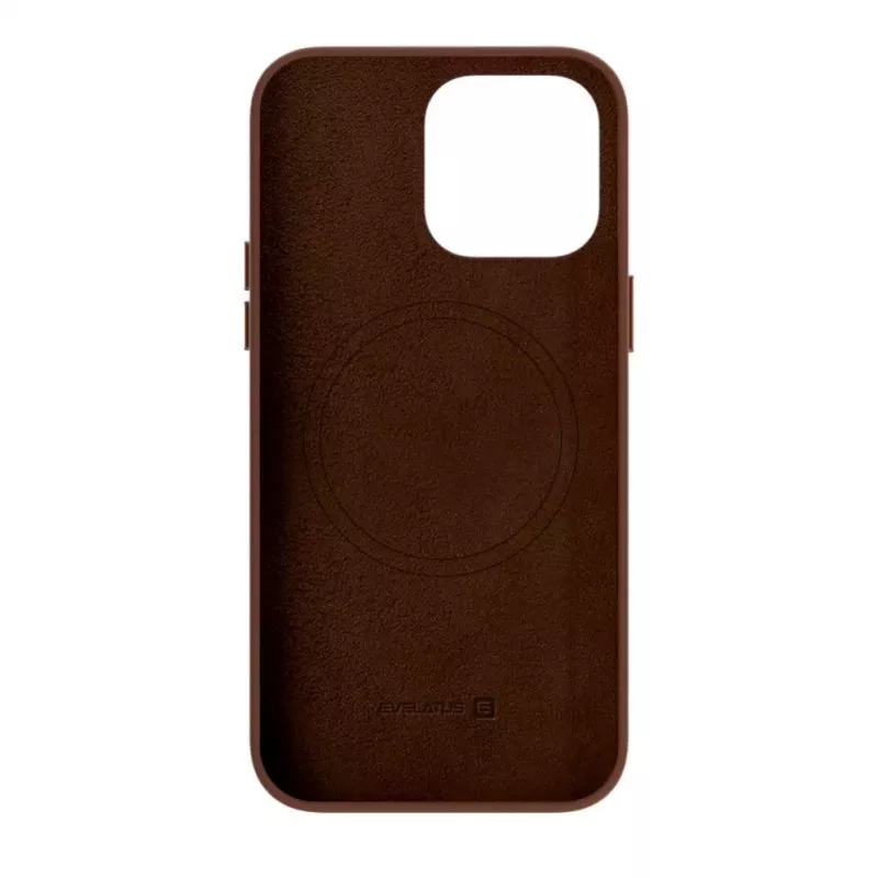 Evelatus Funda de Cuero Genuino para Apple iPhone 14 Pro con MagSafe Marrón