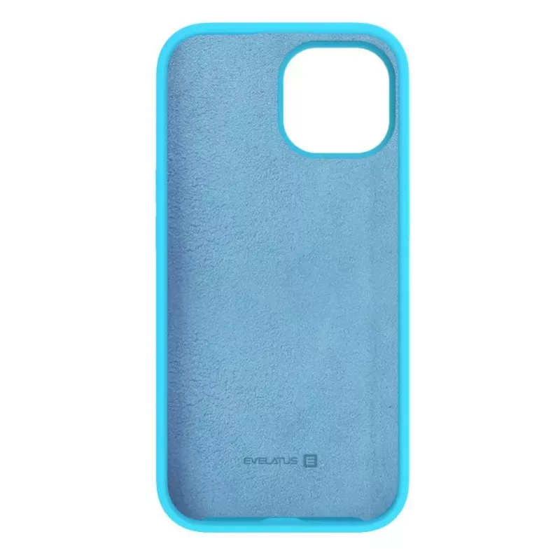 Evelatus Funda de silicona Premium Soft Touch para Apple iPhone 15 azul cian