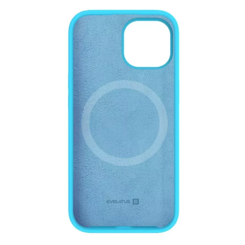 Evelatus Funda de silicona MagSafe Premium Soft Touch para Apple iPhone 15 azul cian
