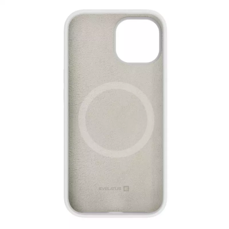Evelatus Funda de silicona MagSafe Premium Soft Touch para Apple iPhone 15 Plus blanca