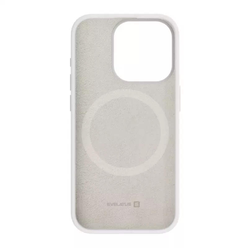 Evelatus Funda de silicona MagSafe Premium Soft Touch para Apple iPhone 15 Pro blanca