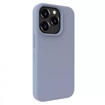 Evelatus Funda de silicona MagSafe Premium Soft Touch para Apple iPhone 15 Pro gris lavanda