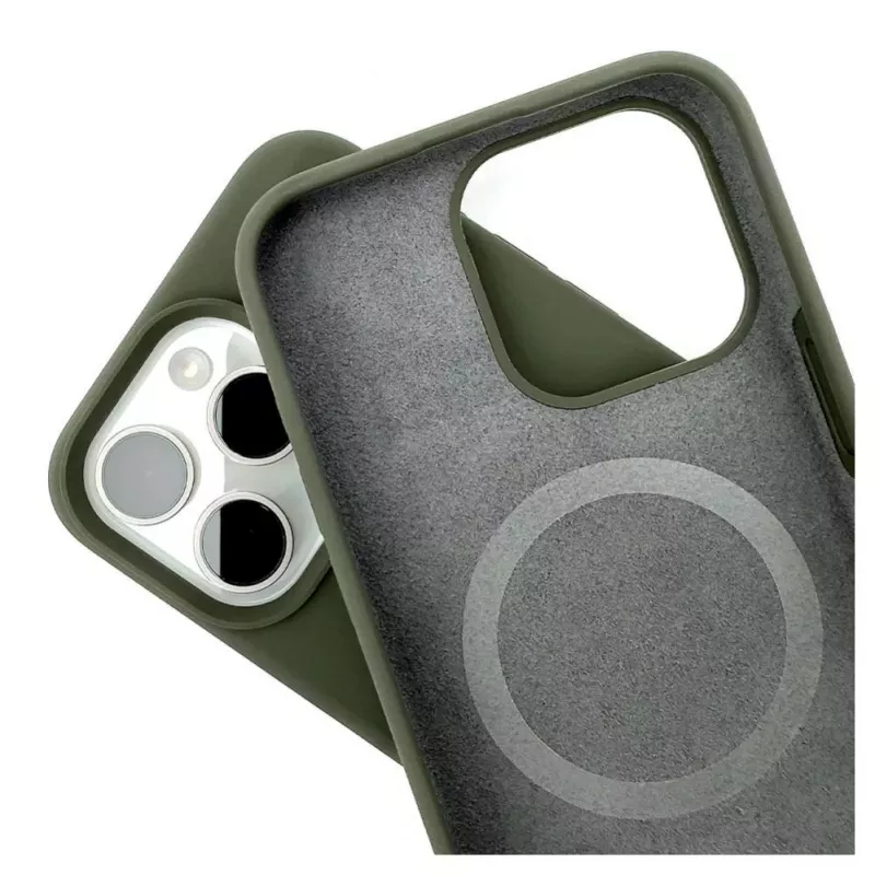 Evelatus Funda de silicona Soft Touch Premium MagSafe para Apple iPhone 15 Pro Max verde oliva oscuro