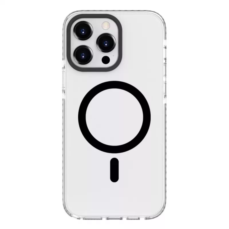 Evelatus Funda transparente PC+TPU con MagSafe para Apple iPhone 15 Pro Max negro transparente
