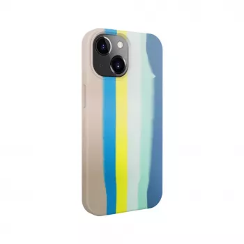 Funda de silicona Evelatus para Apple iPhone 15 multicolor azul rosa