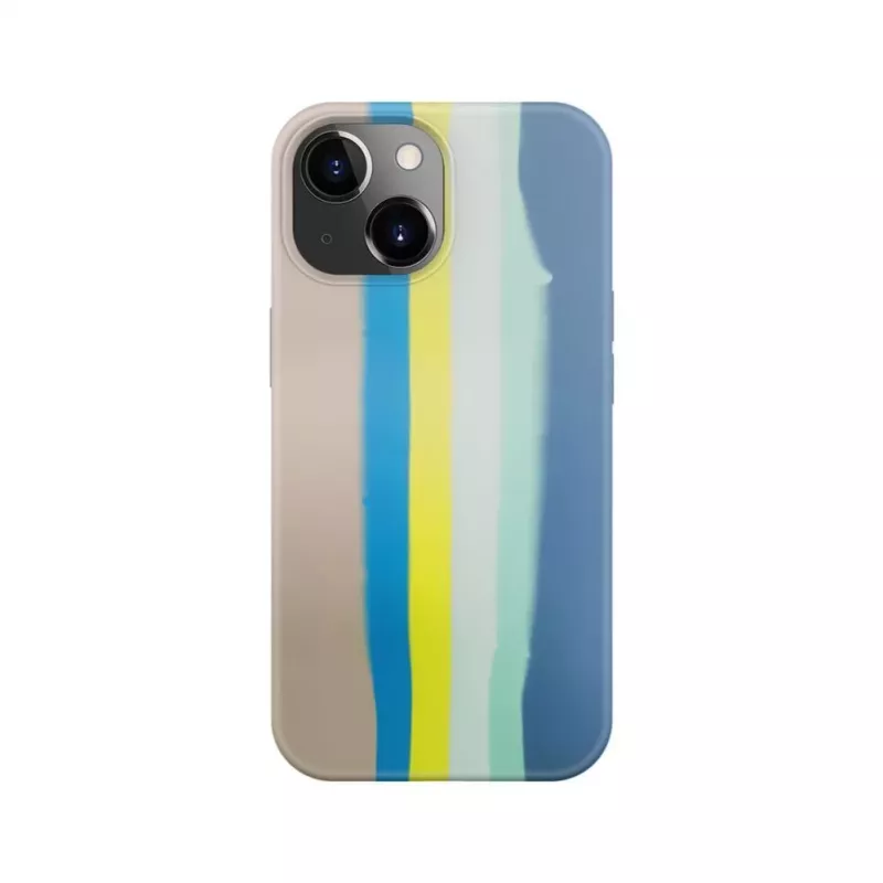 Funda de silicona Evelatus para Apple iPhone 15 Plus multicolor azul rosa