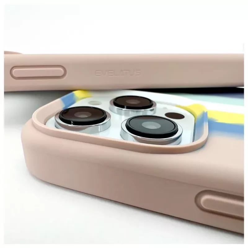 Funda de silicona Evelatus para Apple iPhone 15 Pro Max multicolor azul rosa