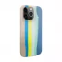 Funda de silicona Evelatus para Apple iPhone 15 Pro Max multicolor azul rosa