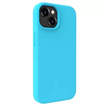 Funda de silicona Premium Soft Touch Evelatus para Apple iPhone 15 Plus azul cian