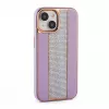 Funda de piel con diamantes iLike para Apple iPhone 15 rosa arena