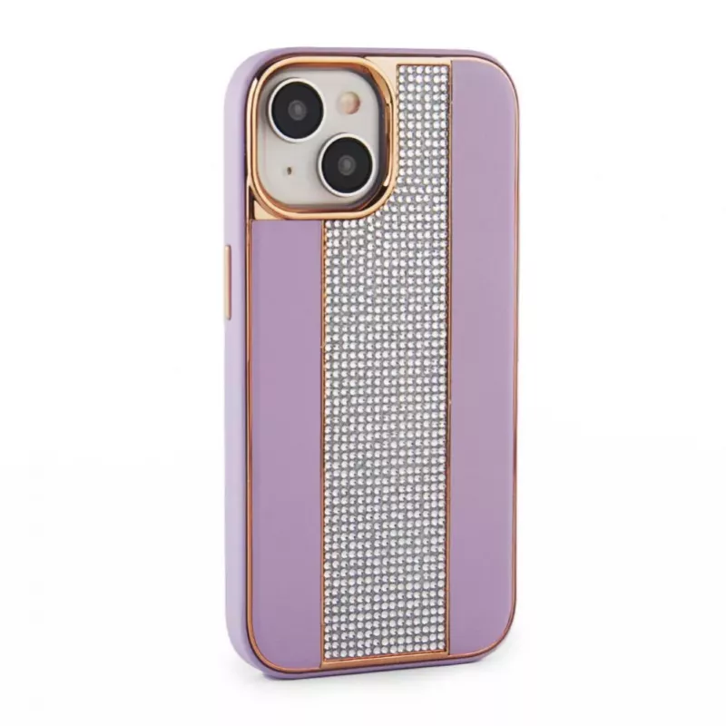 Funda de piel con diamantes iLike para Apple iPhone 15 rosa arena
