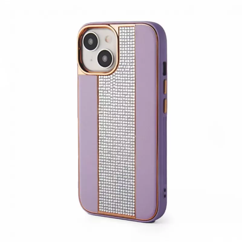 Funda de piel con diamantes iLike para Apple iPhone 15 rosa arena
