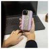 Funda de piel con diamantes iLike para Apple iPhone 15 rosa arena