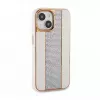 Funda de piel con diamantes iLike para Apple iPhone 15 blanca