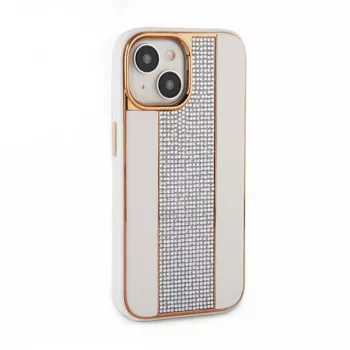 Funda de piel con diamantes iLike para Apple iPhone 15 blanca