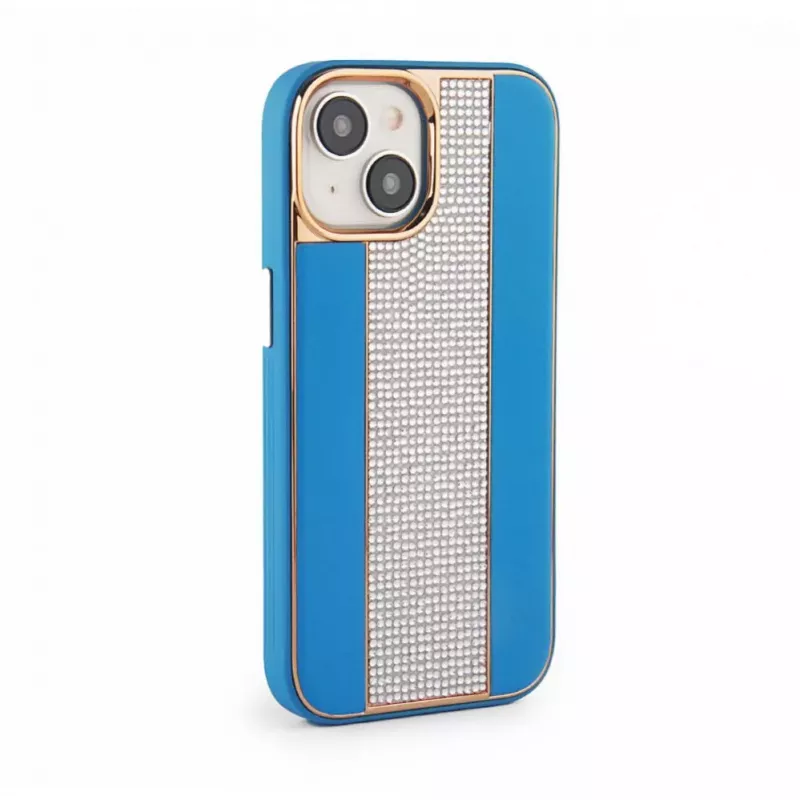 Funda de piel con diamantes iLike para Apple iPhone 15 azul