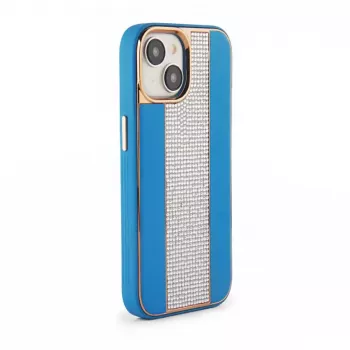 Funda de piel con diamantes iLike para Apple iPhone 15 azul