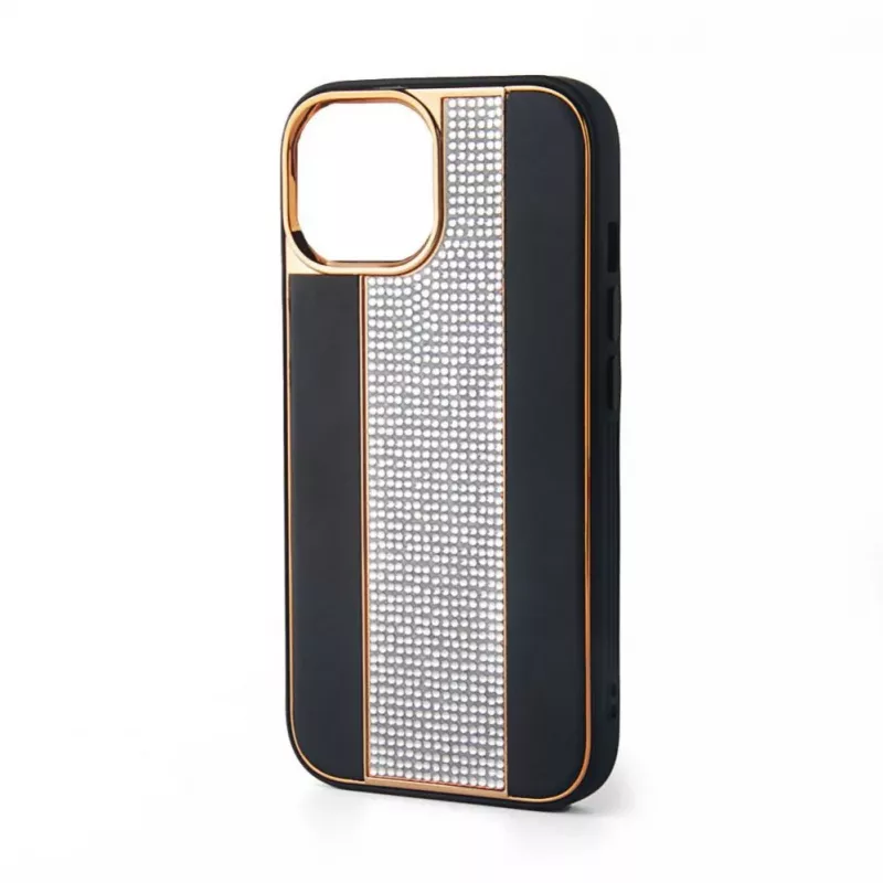 Funda de piel con diamantes iLike para Apple iPhone 15 Pro negra