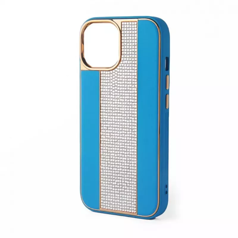 Funda de piel con diamantes iLike para Apple iPhone 15 Pro azul