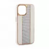 Funda de piel con diamantes iLike para Apple iPhone 15 Pro Max blanca