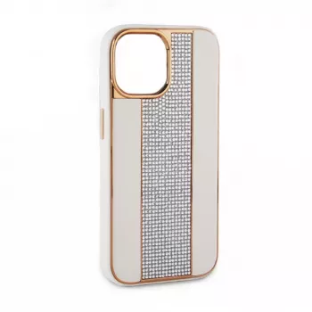 Funda de piel con diamantes iLike para Apple iPhone 15 Pro Max blanca