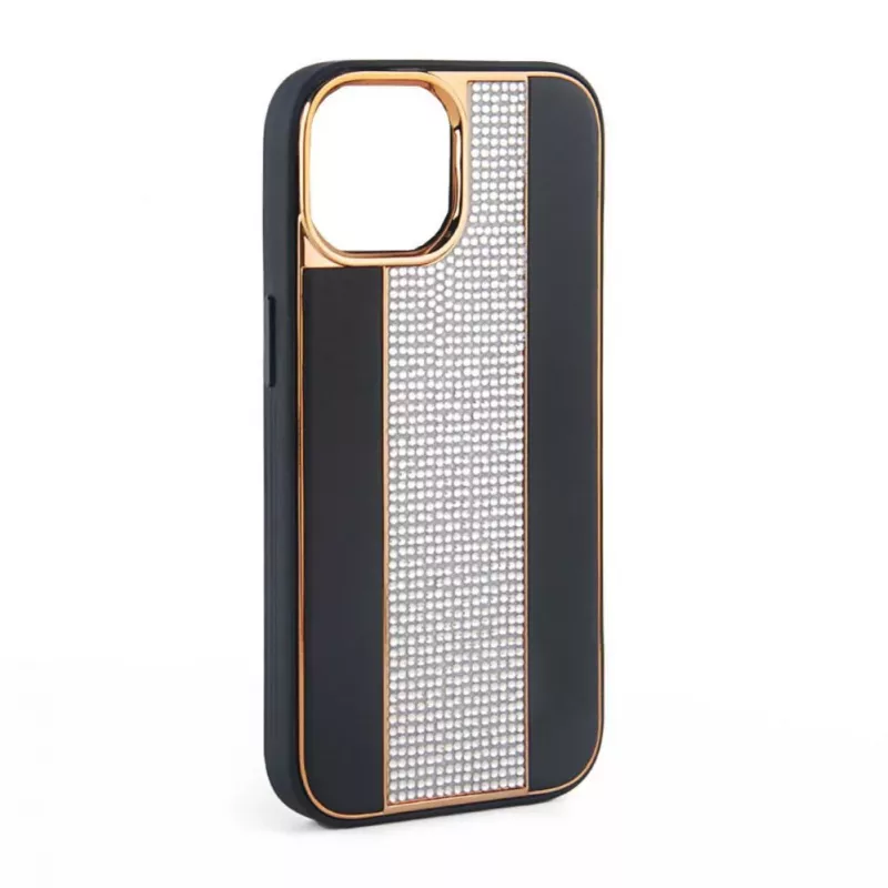 Funda de piel con diamantes iLike para Apple iPhone 15 Pro Max negra