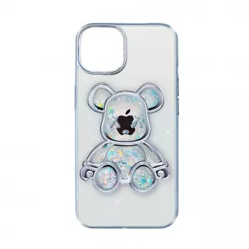 iLike Apple iPhone 13 Funda de silicona Print Desire Bear plata