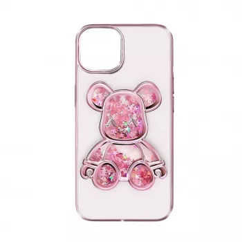 iLike Apple iPhone 14 Funda de silicona Print Desire Bear rosa