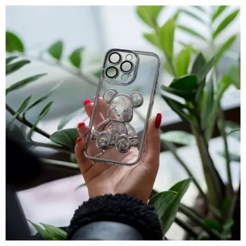 iLike Apple iPhone 14 Pro Funda de silicona Print Desire Bear plata