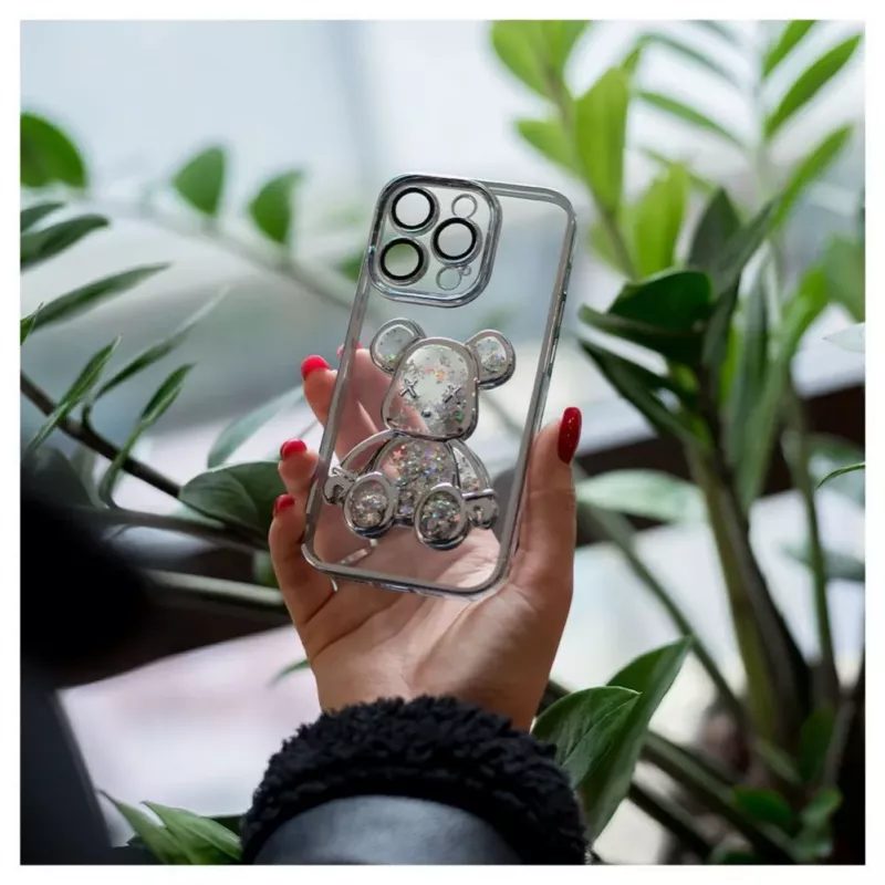 iLike Apple iPhone 14 Pro Funda de silicona Print Desire Bear plata