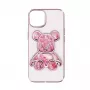 iLike Apple iPhone 15 Funda de silicona Print Desire Bear rosa