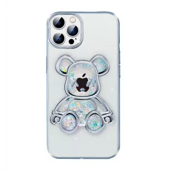 iLike Apple iPhone 15 Pro Funda de silicona Print Desire Bear plata
