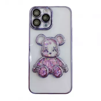 iLike Apple iPhone 15 Pro Funda de silicona Print Desire Bear lila