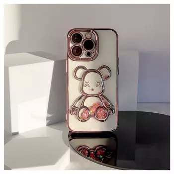 iLike Apple iPhone 15 Pro Max Funda de silicona Print Desire Bear rosa