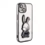 iLike Apple iPhone 14 Funda de silicona Print Desire Rabbit negro